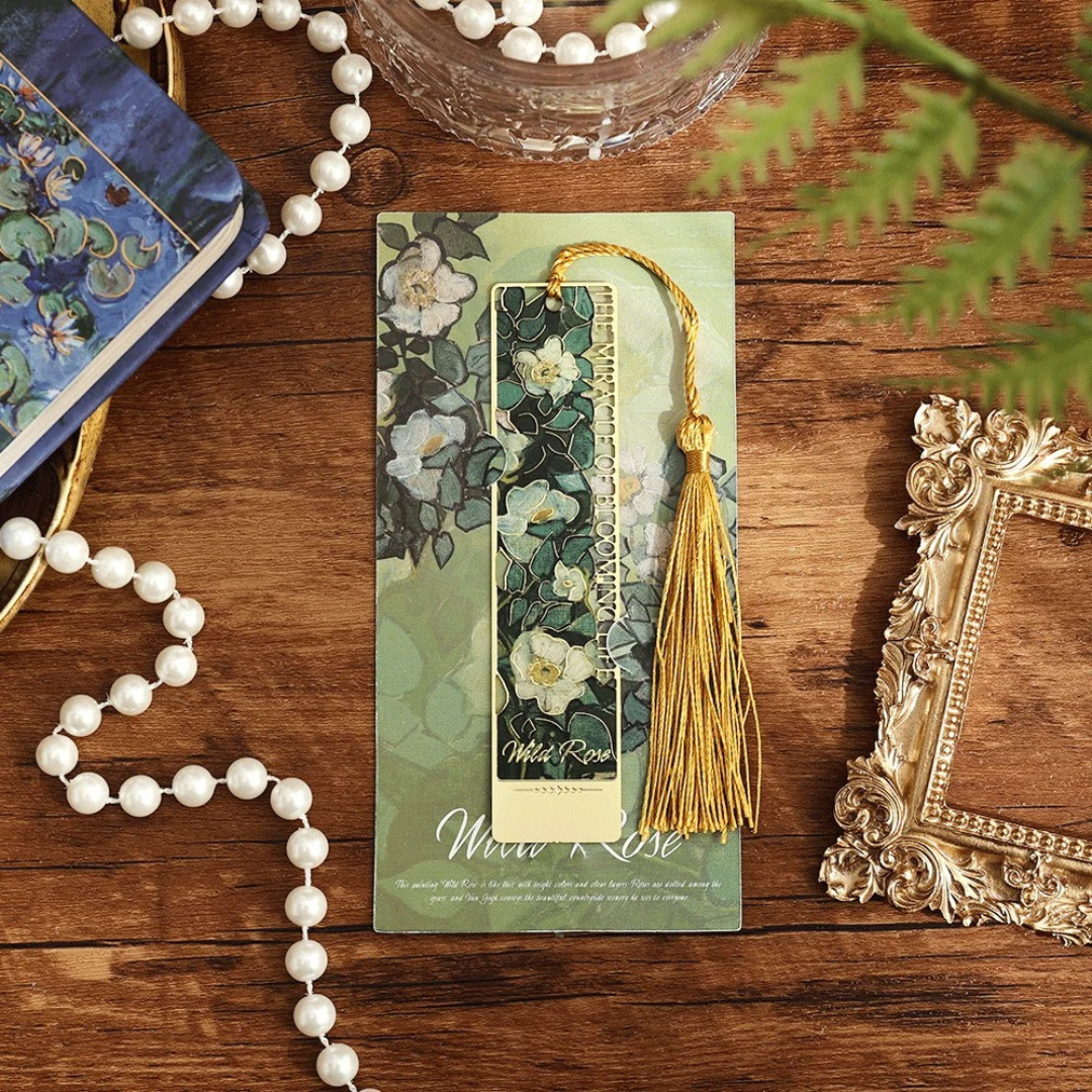 Leauni Flower Metal Exquisite Bookmark With Tassel Painting Gifts for Book Lovers Leauni
