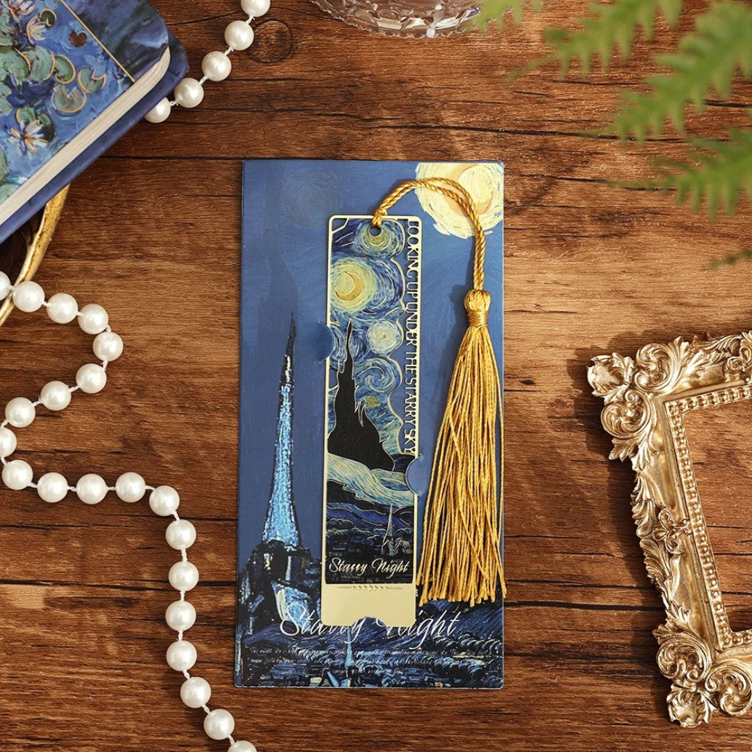 Leauni Flower Metal Exquisite Bookmark With Tassel Painting Gifts for Book Lovers Leauni