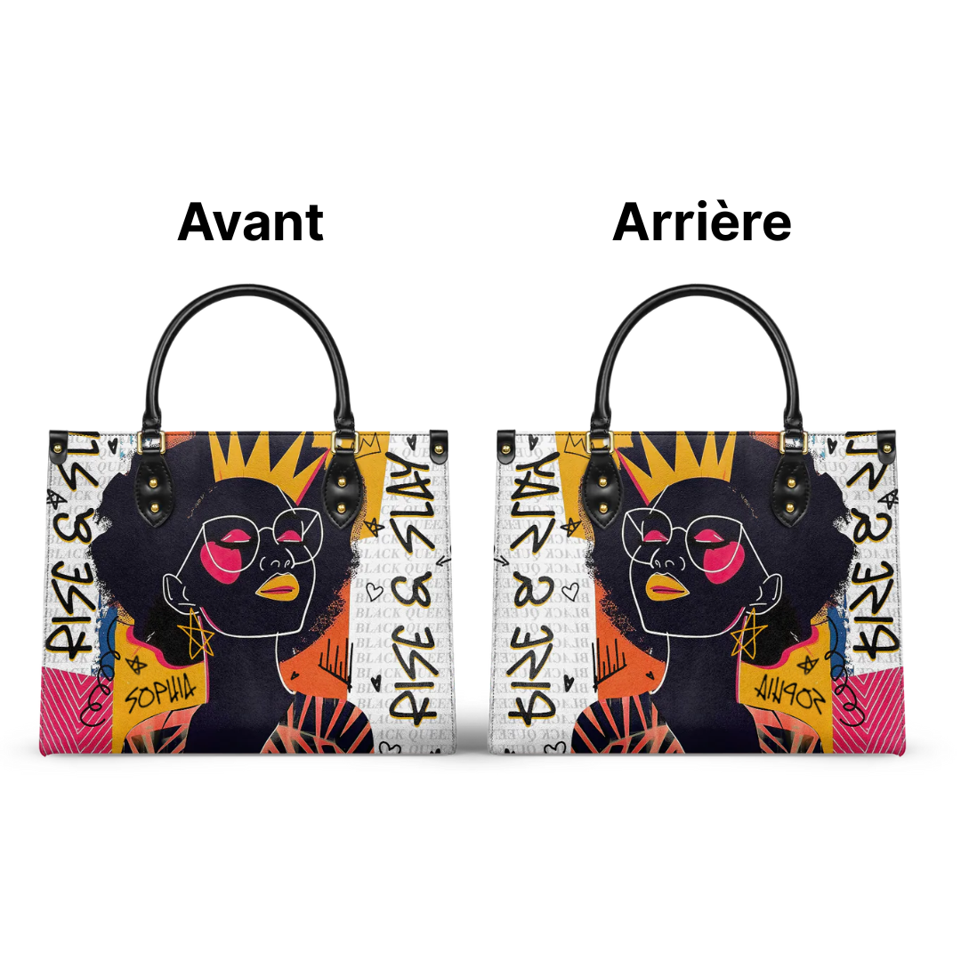 Leauni Sac à main personnalisé en cuir pour femmes modernes et Reines Noires stylées Leauni