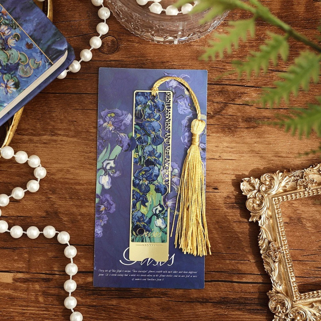 Leauni Flower Metal Exquisite Bookmark With Tassel Painting Gifts for Book Lovers Leauni