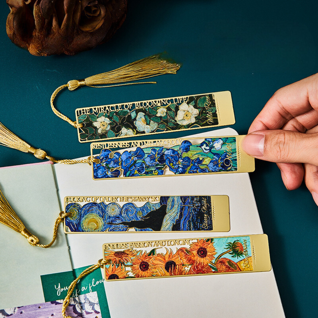 Leauni Flower Metal Exquisite Bookmark With Tassel Painting Gifts for Book Lovers Leauni