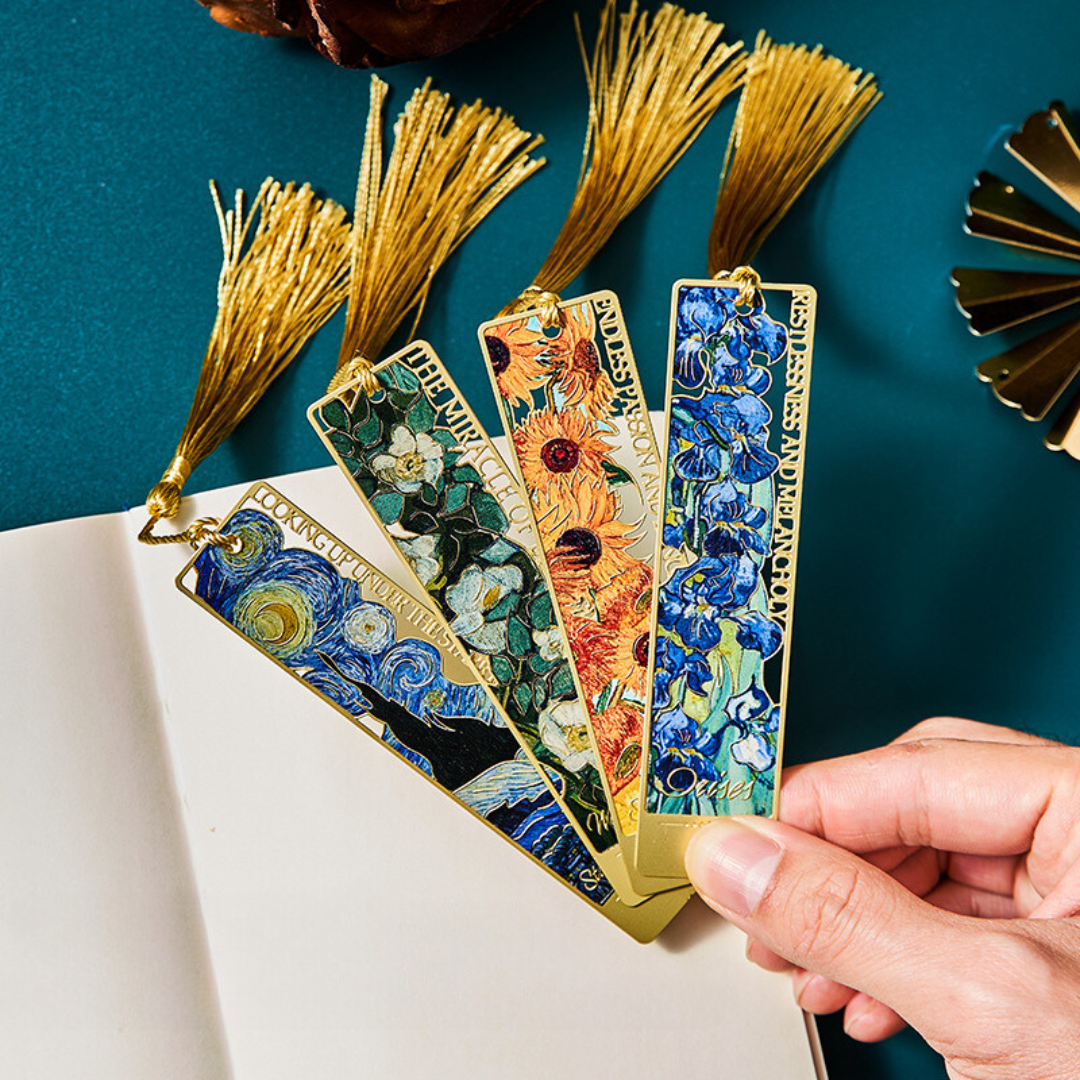 Leauni Flower Metal Exquisite Bookmark With Tassel Painting Gifts for Book Lovers Leauni