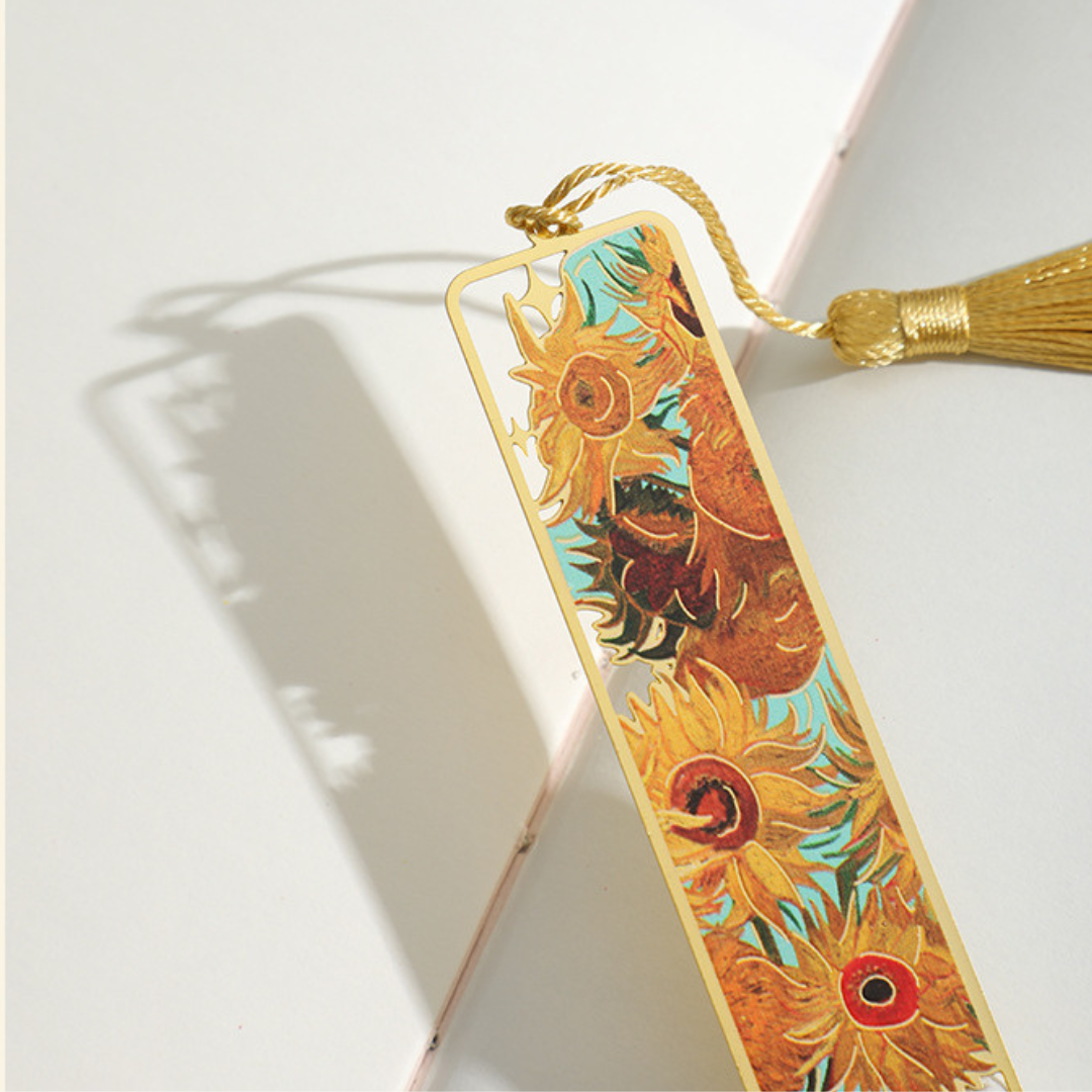 Leauni Flower Metal Exquisite Bookmark With Tassel Painting Gifts for Book Lovers Leauni
