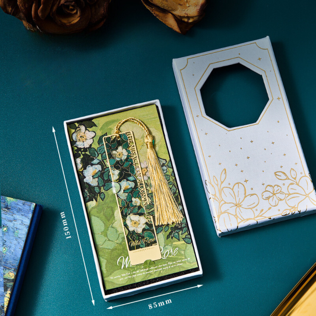 Leauni Flower Metal Exquisite Bookmark With Tassel Painting Gifts for Book Lovers Leauni