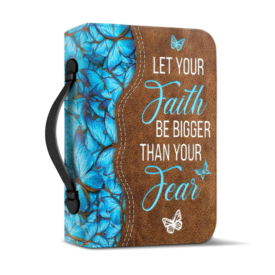 Leauni Personalized Faux Leather Bible Cover Case " Let Your Faith Be Bigger Than Your Fear" Leauni