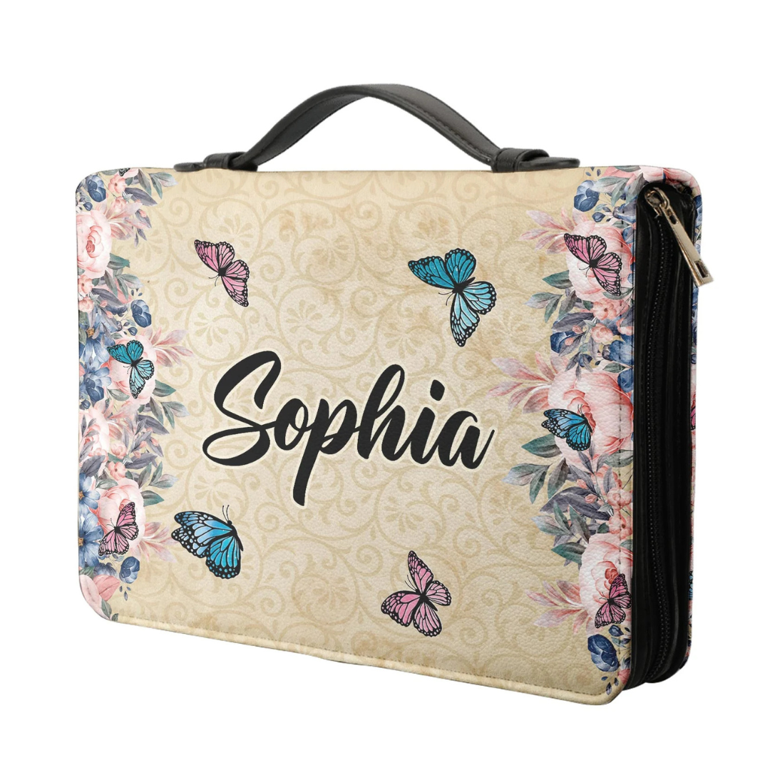 Leauni Personalized Faux Leather Bible Cover Case " I Can Only Imagine Butterfly Flower" Leauni