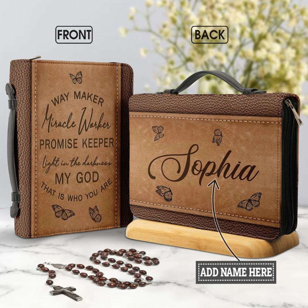 Leauni Personalized " Way Maker Miracle Worker" Bible Cover Case Leauni