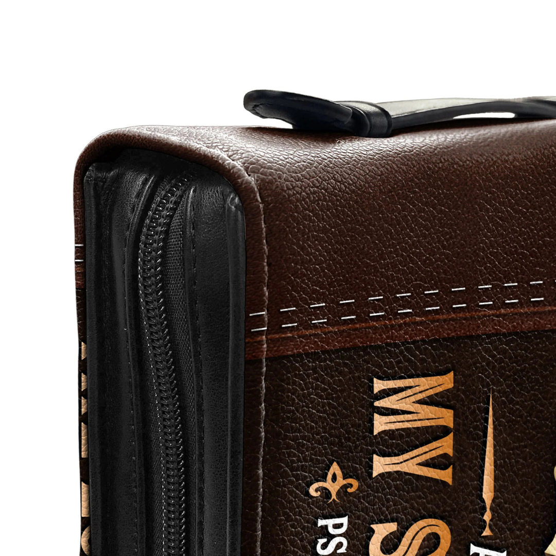Leauni Personalized Faux Leather Bible Cover Case " The Lord is My Strength and My Shield" Leauni