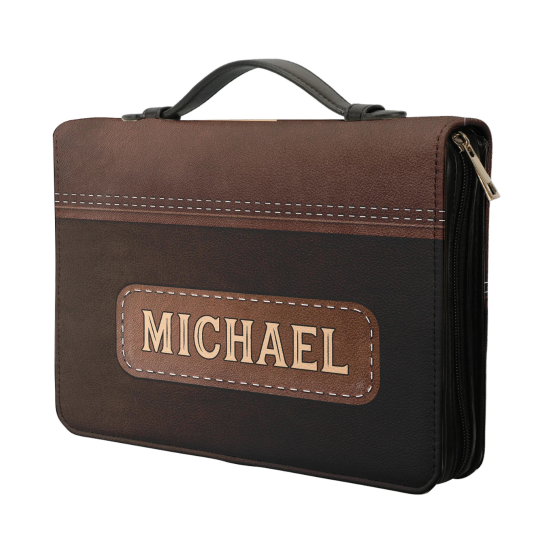Leauni Personalized Faux Leather Bible Cover Case " The Lord is My Strength and My Shield" Leauni