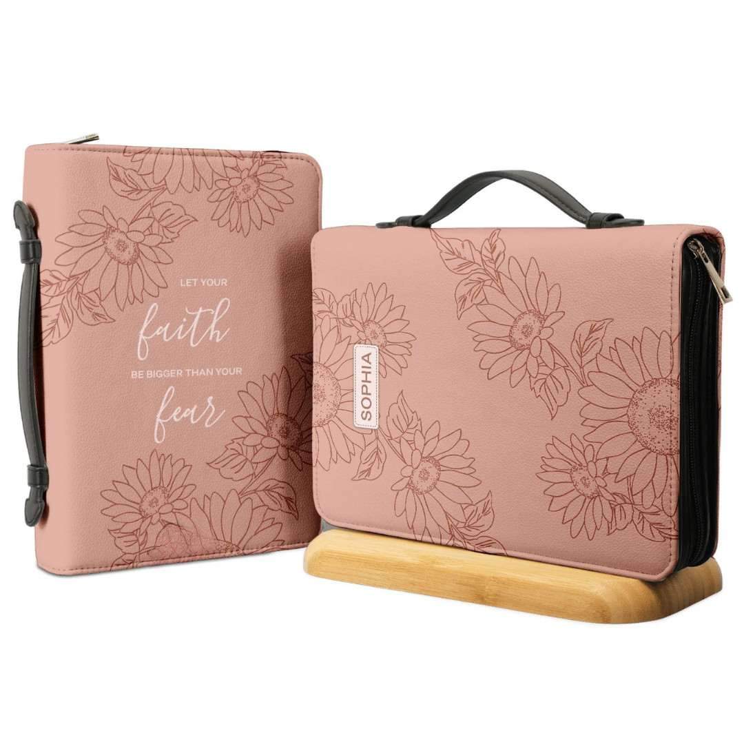 Leauni Personalized " Let Your Faith Be Bigger Than Your Fear" Bible Cover Case Leauni