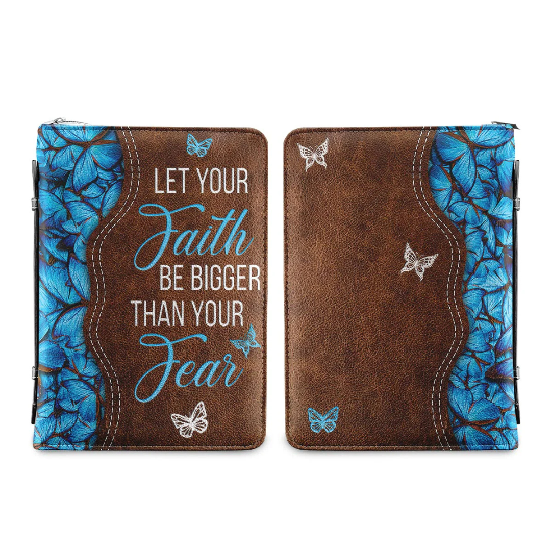 Leauni Personalized Faux Leather Bible Cover Case " Let Your Faith Be Bigger Than Your Fear" Leauni