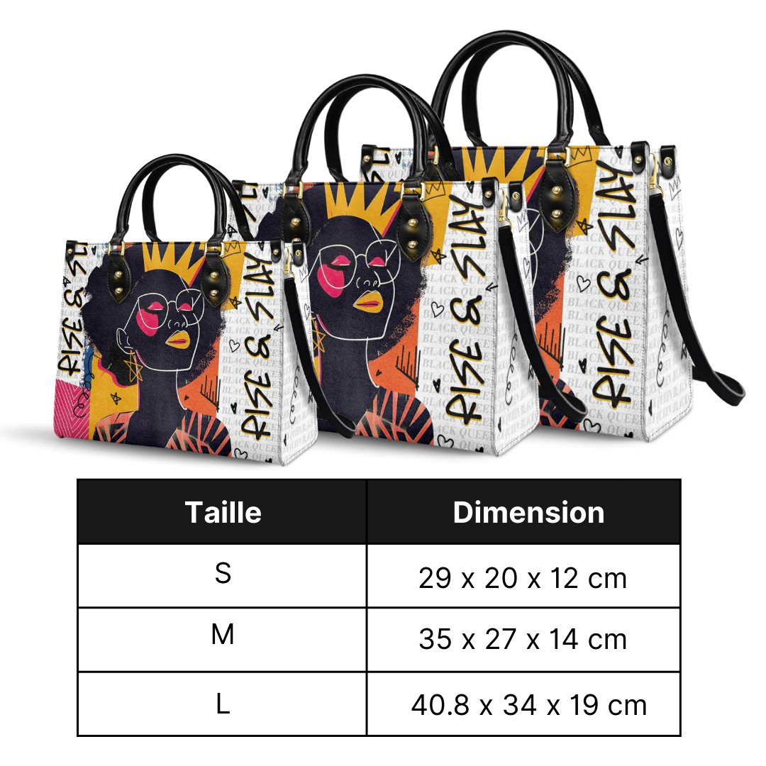 Leauni Sac à main personnalisé en cuir pour femmes modernes et Reines Noires stylées Leauni