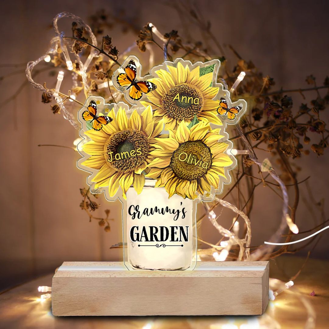 Leauni Personalized Flower Acrylic Mother's Day Night Light Gift Leauni