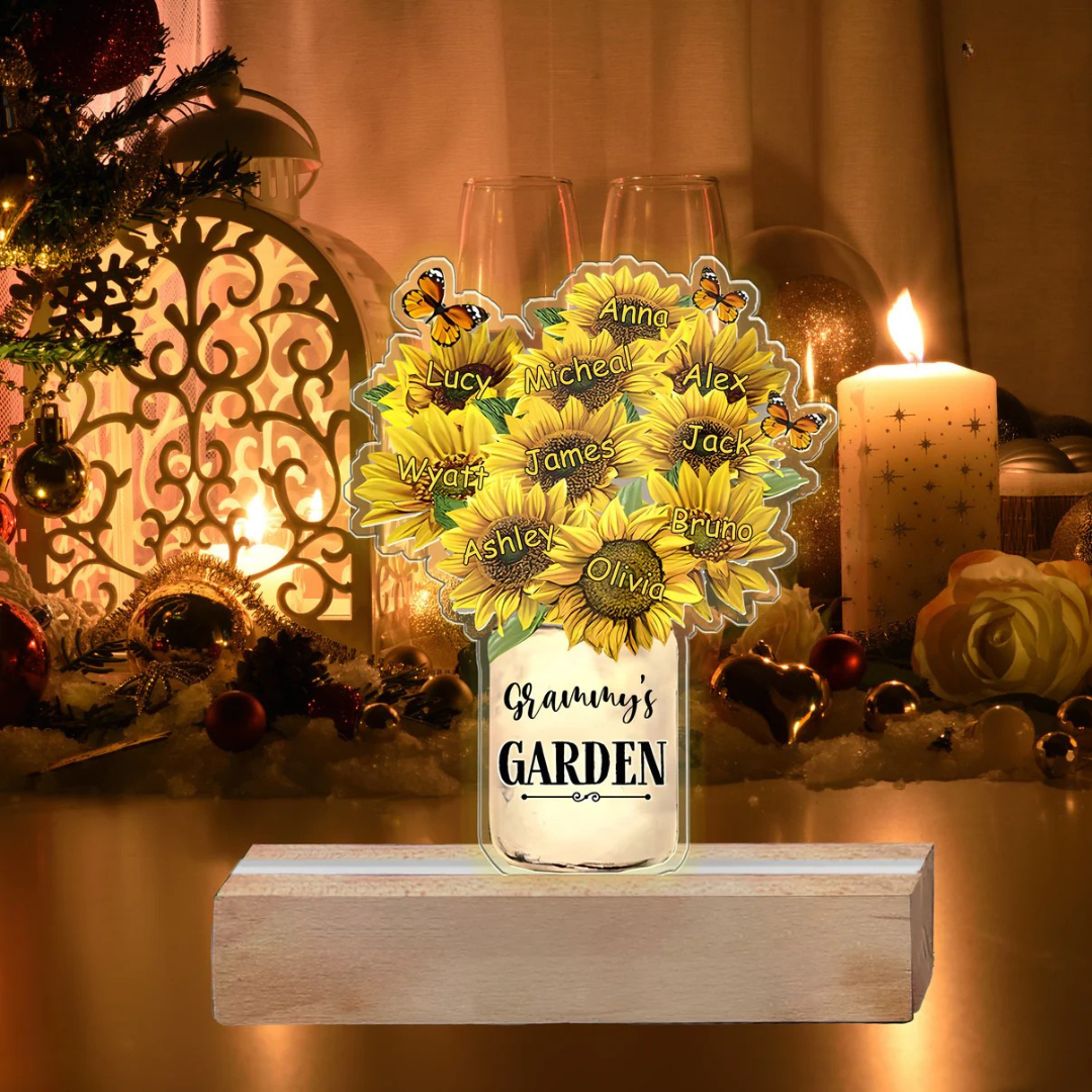 Leauni Personalized Flower Acrylic Mother's Day Night Light Gift Leauni