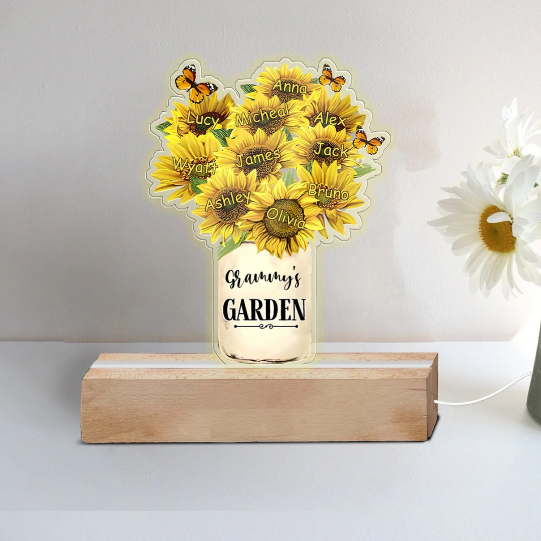 Leauni Personalized Flower Acrylic Mother's Day Night Light Gift Leauni