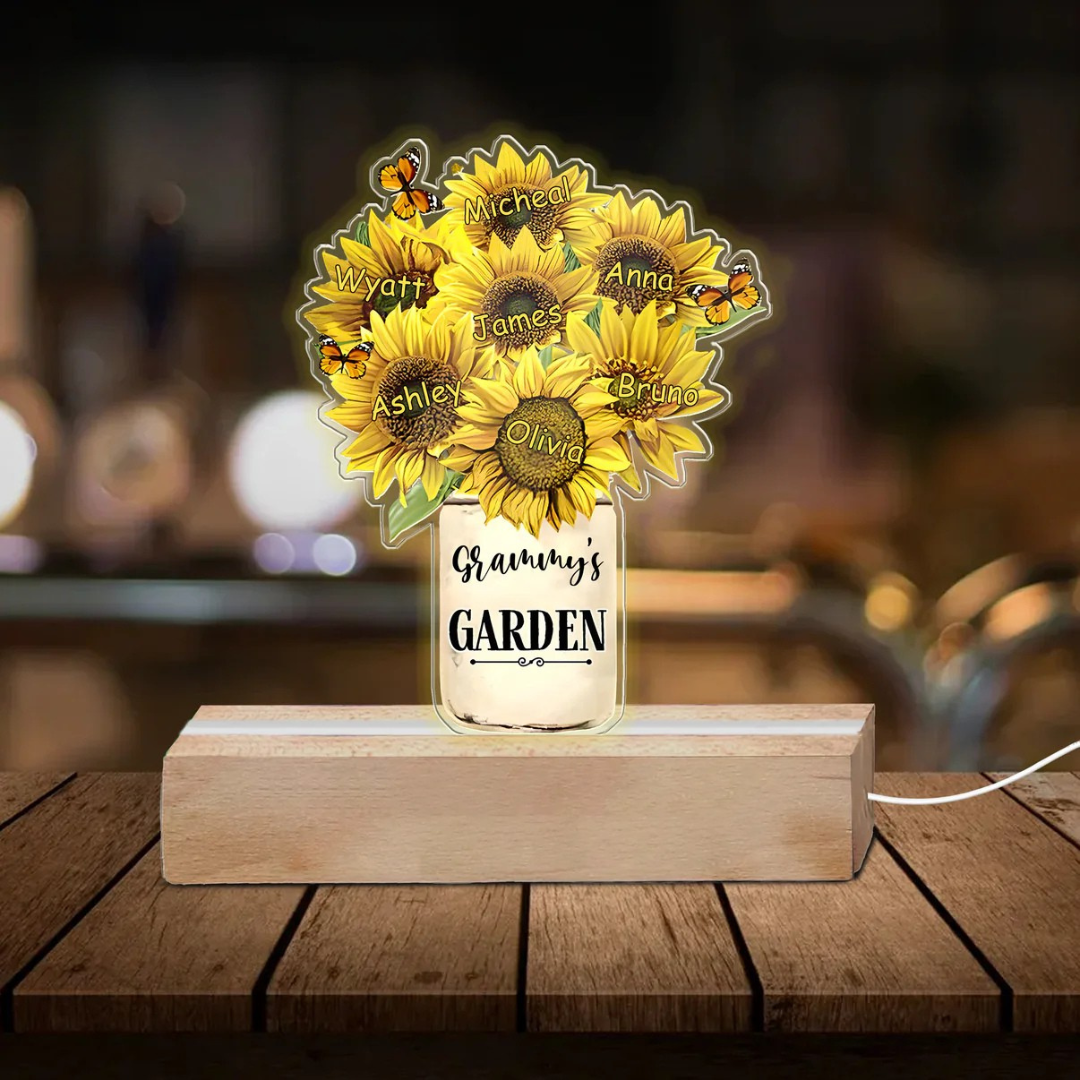 Leauni Personalized Flower Acrylic Mother's Day Night Light Gift Leauni