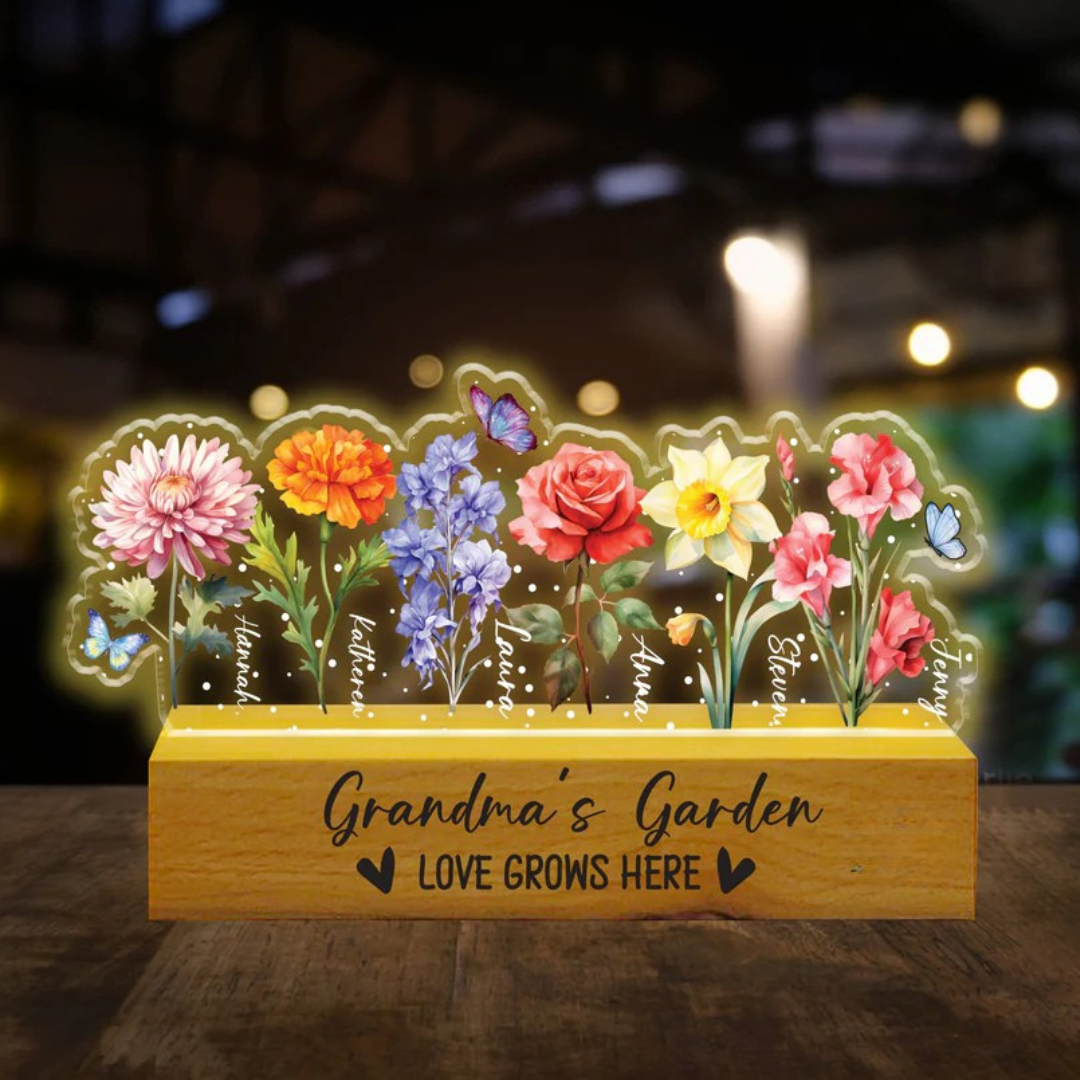 Leauni Custom Birth Month Flowers Mother's Day Night Light Gift Leauni