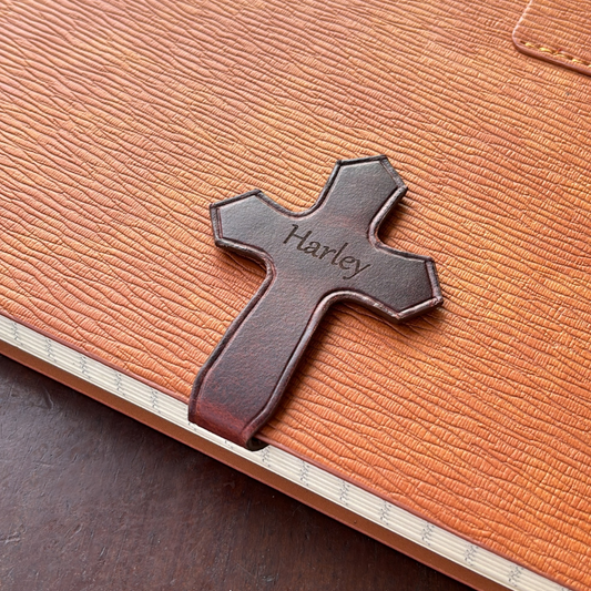 Leauni Cross Bookmark/Money Clip Grain Leather Personalized Engraved Leauni