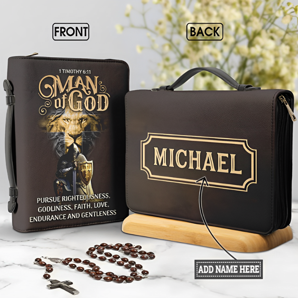 Leauni Lion And Knight "Man Of God" Bible Cover Leauni