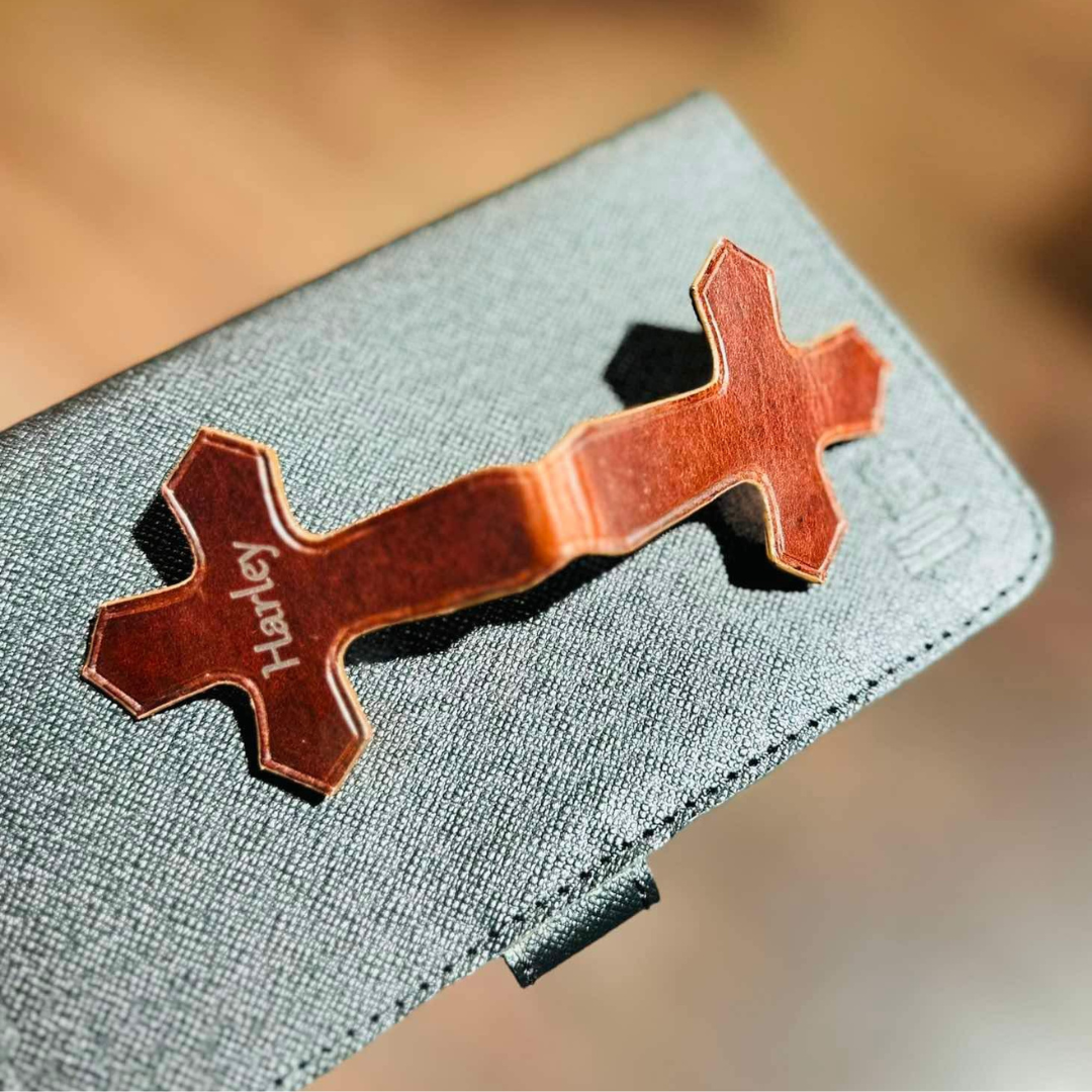 Leauni Cross Bookmark/Money Clip Grain Leather Personalized Engraved Leauni