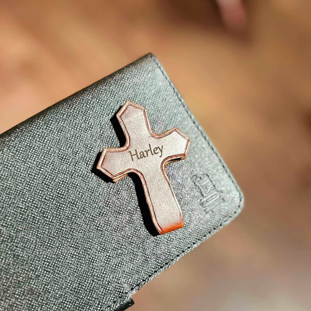 Leauni Cross Bookmark/Money Clip Grain Leather Personalized Engraved Leauni