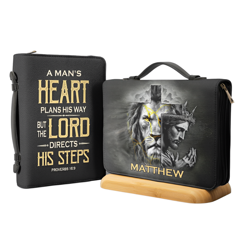 Leauni "A Man's Heart Plans His Way" Bible Cover Leauni