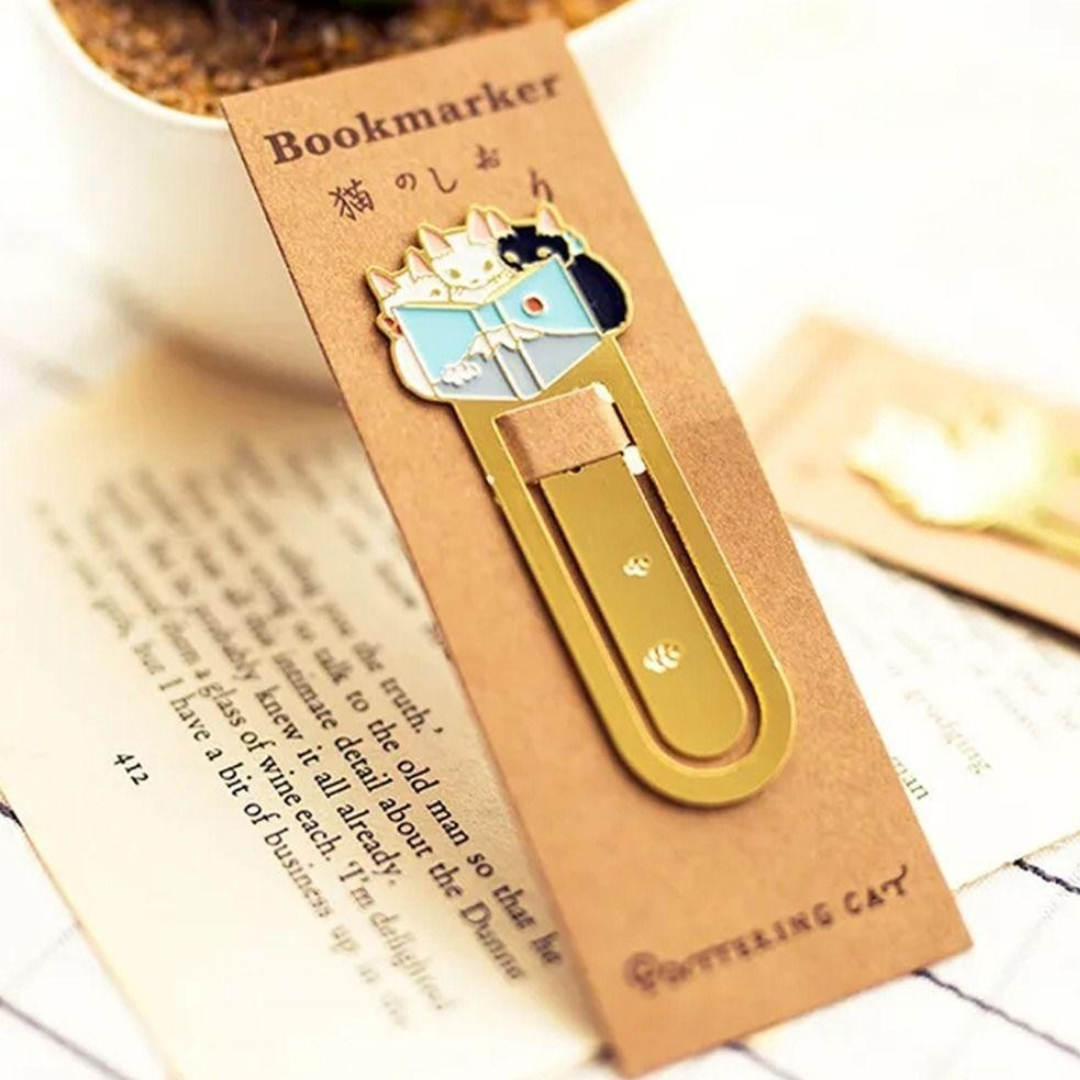 Leauni Metal Cat Bookmark Cute Firm Clip-on Reading Book Charm Leauni