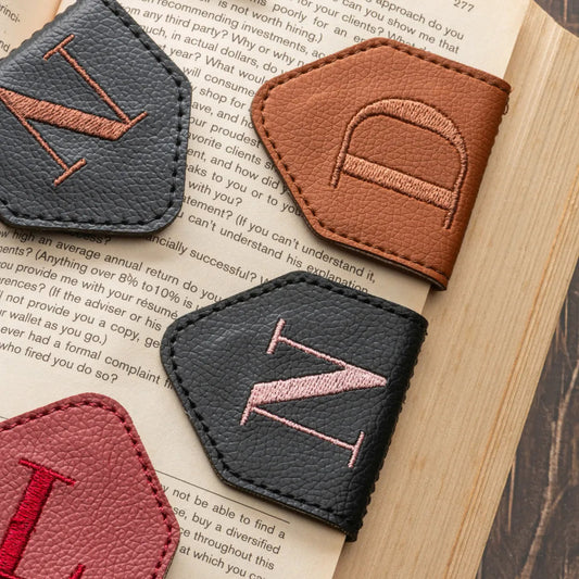 Leauni Personalized Embroidery Magnetic Leather Bookmark (Best Gift For Book Lover) Leauni