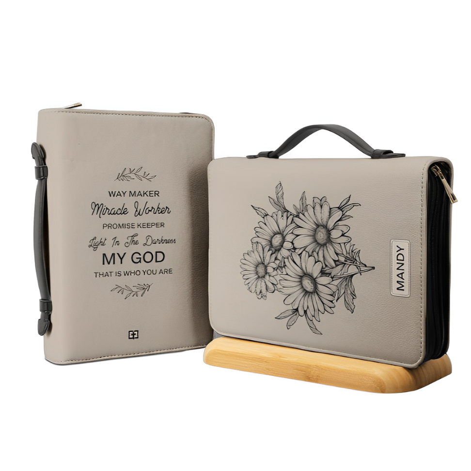 Leauni Minimalism Daisy "Way Maker Miracle Worker" Bible Cover Leauni