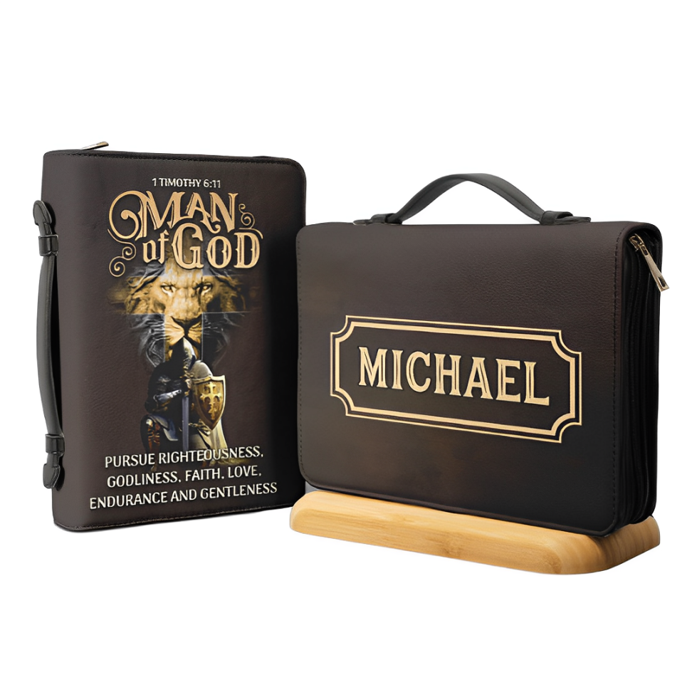 Leauni Lion And Knight "Man Of God" Bible Cover Leauni