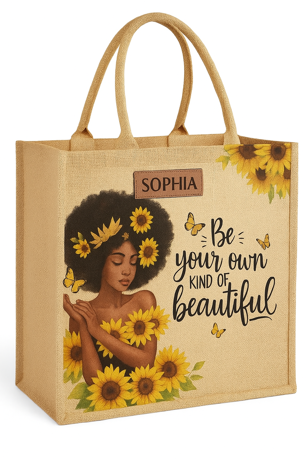 Leauni Sac fourre-tout en jute personnalisé pour femmes élégantes et puissantes
