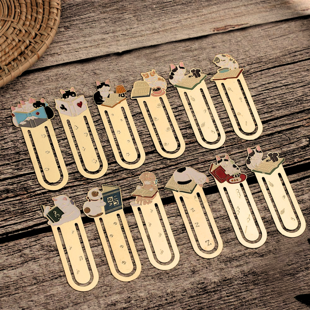 Leauni Metal Cat Bookmark Cute Firm Clip-on Reading Book Charm Leauni