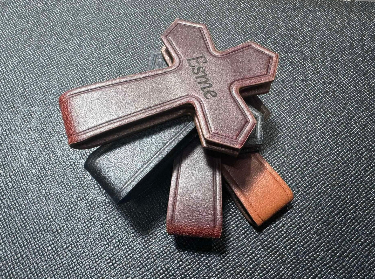 Leauni Cross Bookmark/Money Clip Grain Leather Personalized Engraved Leauni
