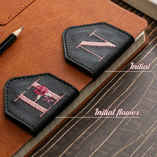Leauni Personalized Embroidery Magnetic Leather Bookmark (Best Gift For Book Lover) Leauni