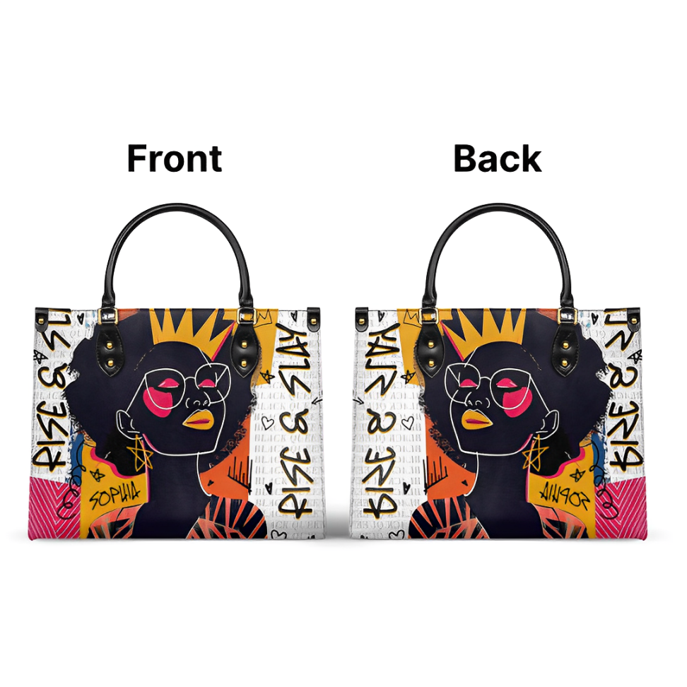 Leauni Personalized Leather Handbags Casual Shoulder Black Queens Tote Bag Fashion Design Leauni