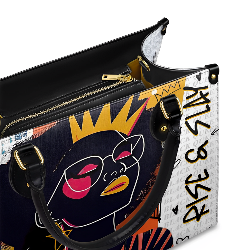 Leauni Personalized Leather Handbags Casual Shoulder Black Queens Tote Bag Fashion Design Leauni
