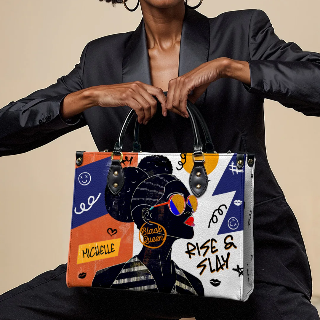 Leauni Sac à main personnalisé en cuir pour femmes modernes et Reines Noires stylées