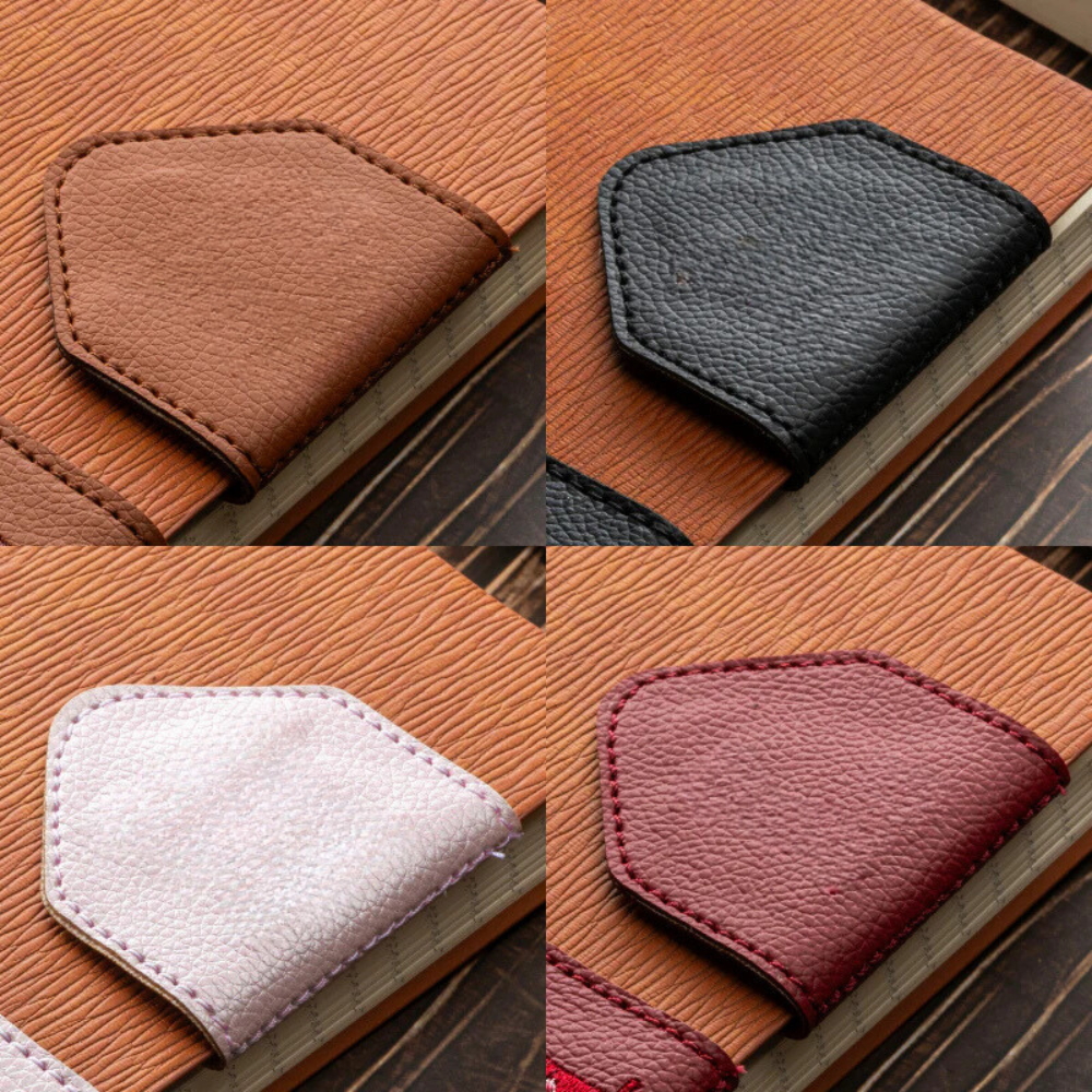 Leauni Personalized Embroidery Magnetic Initials Leather Bookmark Leauni