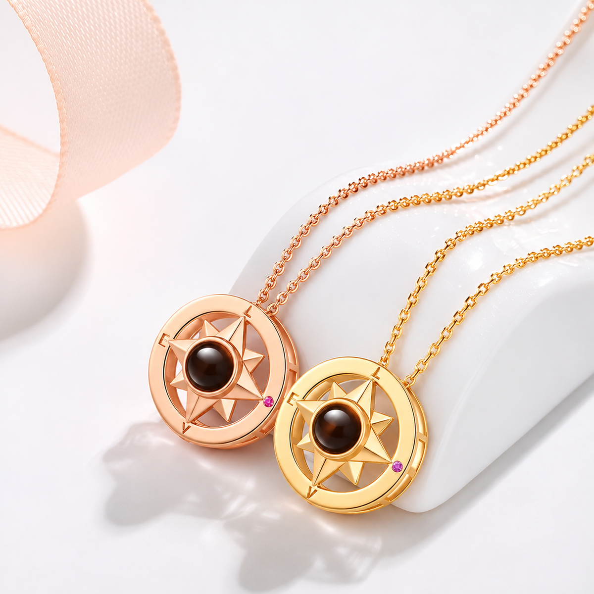 Personalized Photo Projection Necklace Compass Custom Gift
