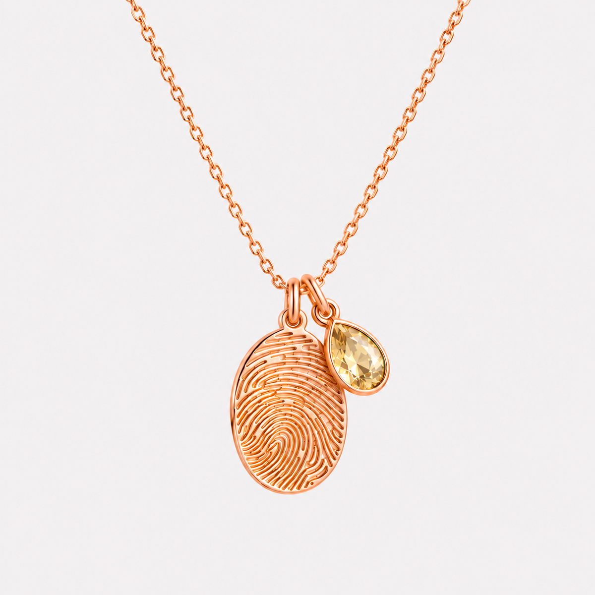 Personalized Fingerprint Birthstone Necklace Custom Memorial Gift