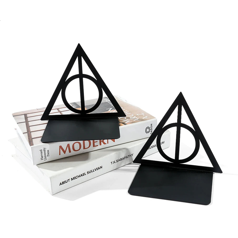 Leauni Classic Magic Triangle Hollow Bookends Aesthetic Design Book Holder