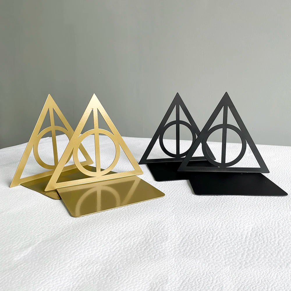 Leauni Classic Magic Triangle Hollow Bookends Aesthetic Design Book Holder