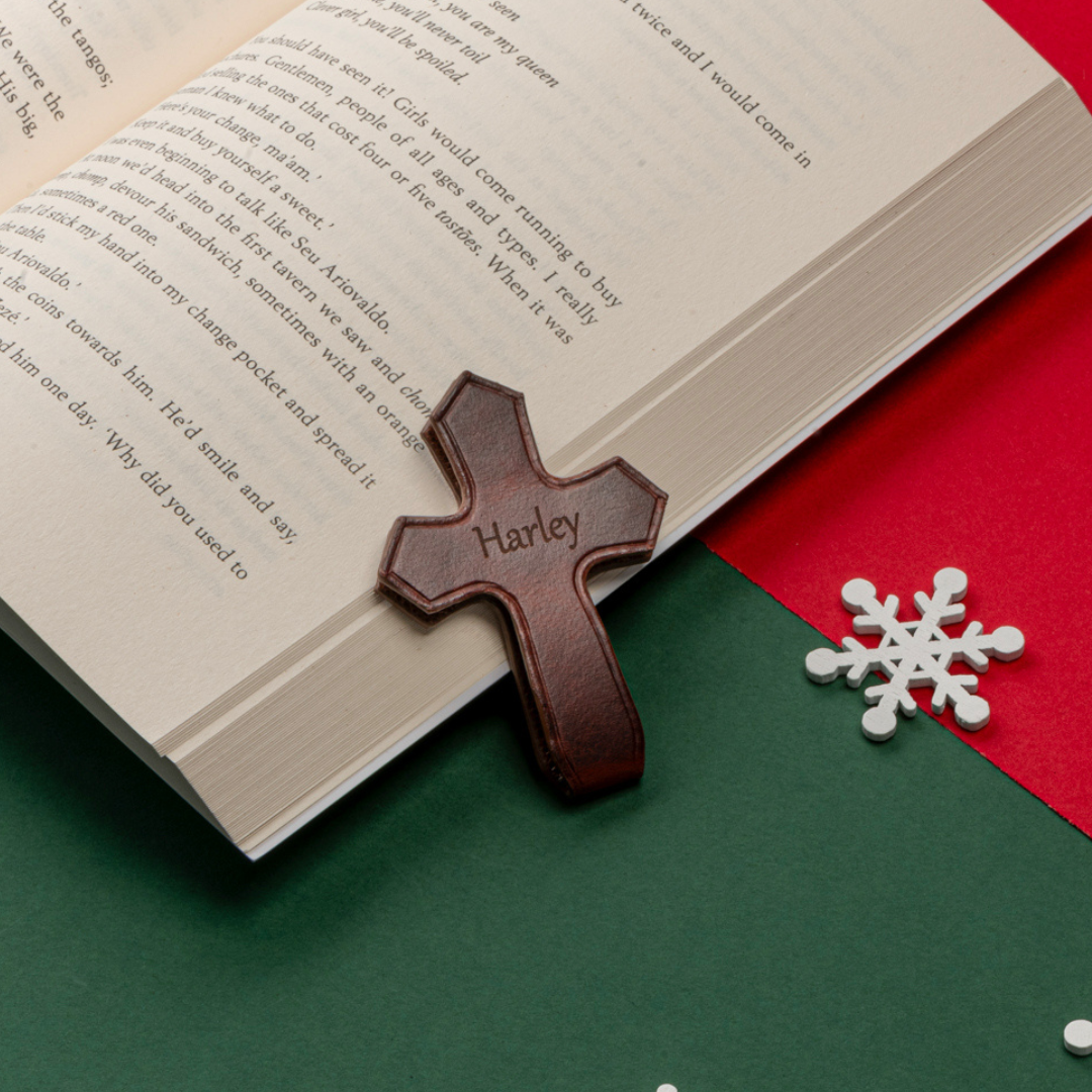 Leauni Cross Bookmark/Money Clip Grain Leather Personalized Engraved Leauni