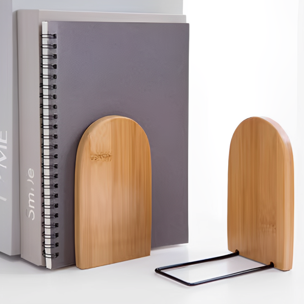 Leauni Natural Bamboo Bookends Stand Simple Desk Non-slip Book Holder Leauni