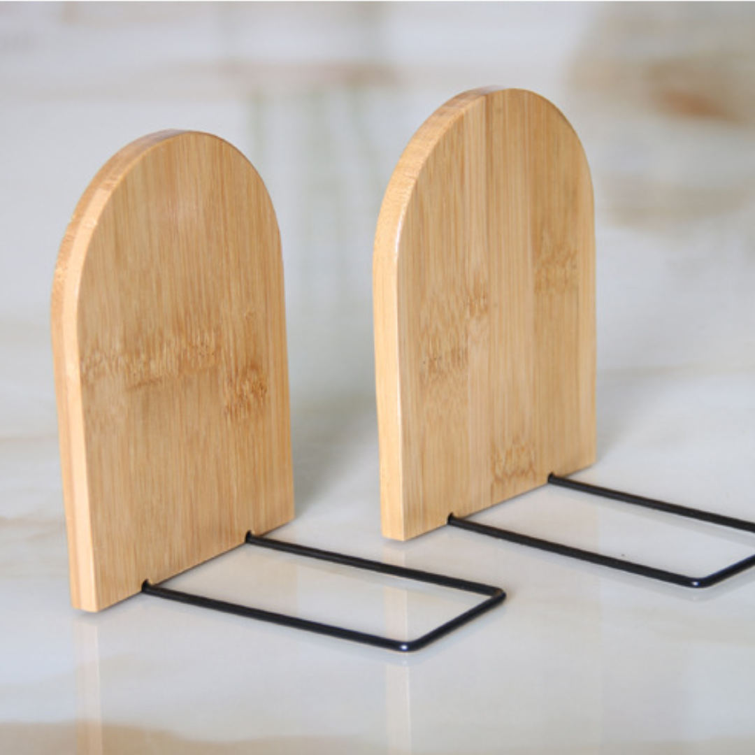 Leauni Natural Bamboo Bookends Stand Simple Desk Non-slip Book Holder Leauni
