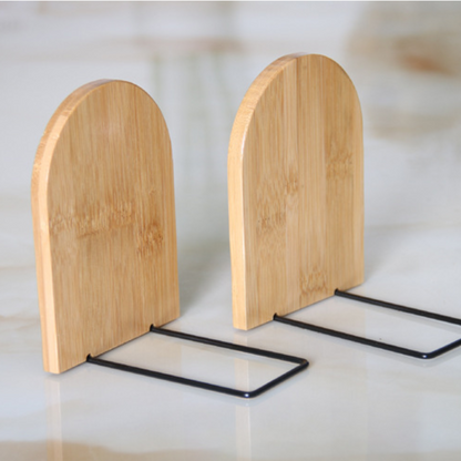 Leauni Natural Bamboo Bookends Stand Simple Desk Non-slip Book Holder Leauni
