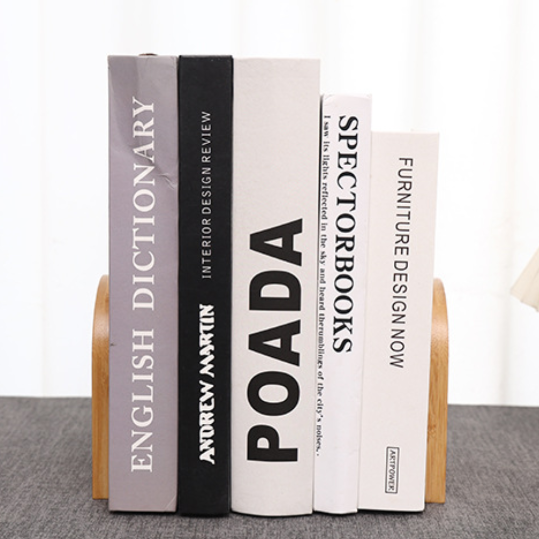 Leauni Natural Bamboo Bookends Stand Simple Desk Non-slip Book Holder Leauni