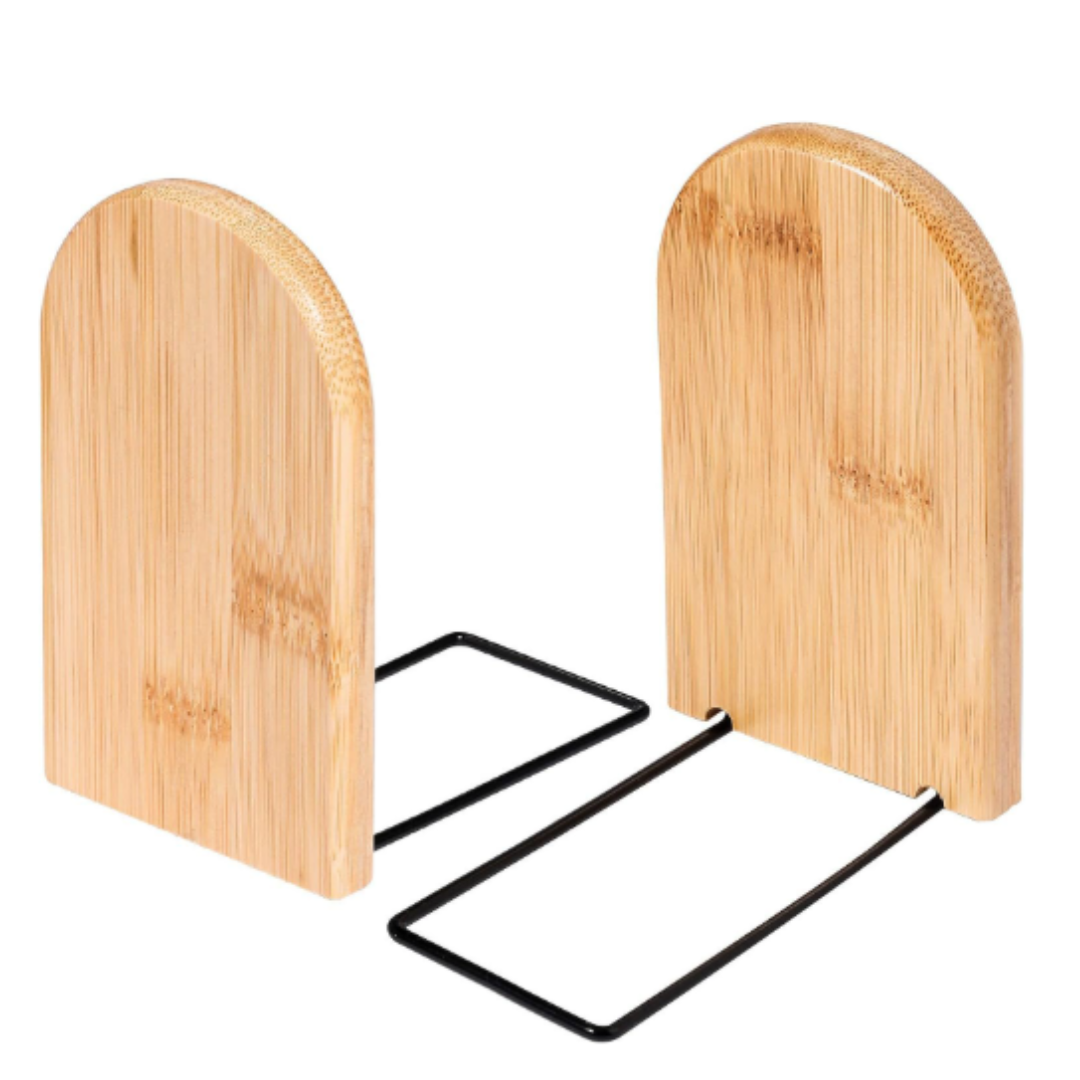 Leauni Natural Bamboo Bookends Stand Simple Desk Non-slip Book Holder Leauni
