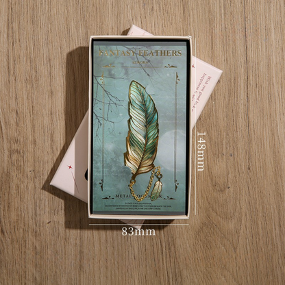 Leauni Vintage Feather Bronzing Metal Bookmark With Metal Chain Pendant Leauni