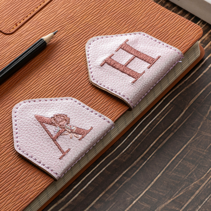 Leauni Personalized Embroidery Magnetic Initials Leather Bookmark